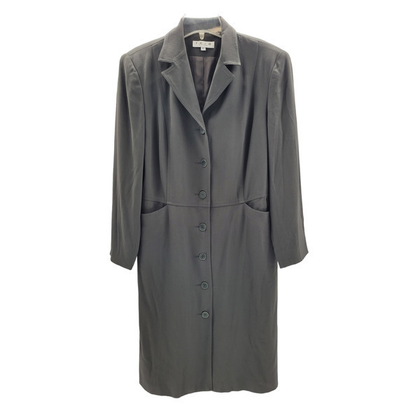 Vintage 90s‎ Trio New York Green Button Up Shirt Dress - Picture 1 of 11